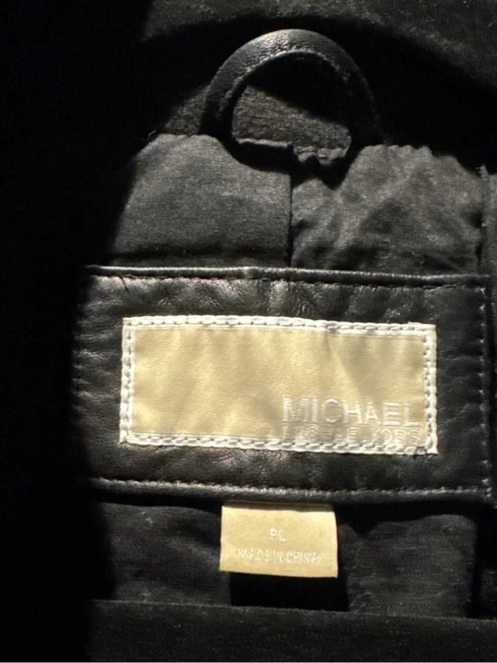 Michael Kors Women’s Black Leather Moto Jacket with Gold tone Hardware Size PL